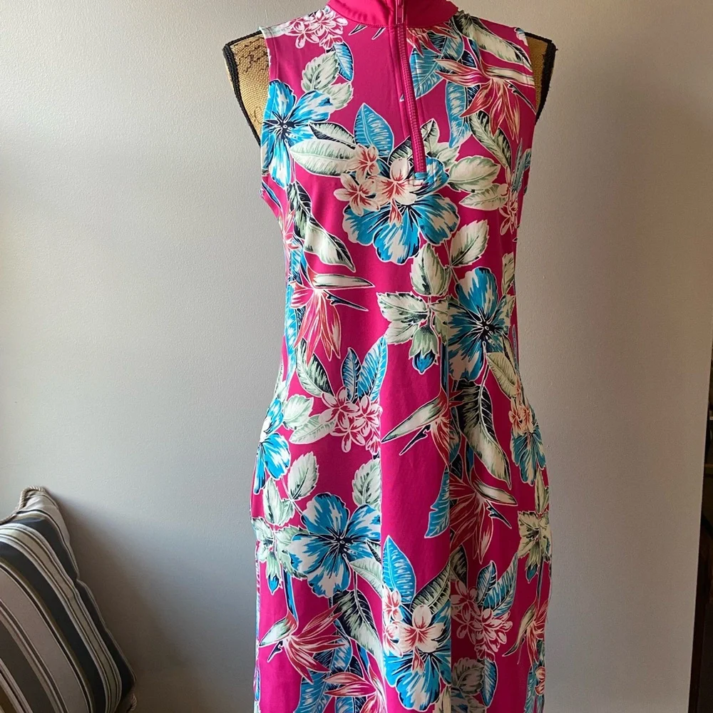 Tommy Bahama Sz M Pink and Blue Floral Women’s Mini Dress - Picture 3 of 11